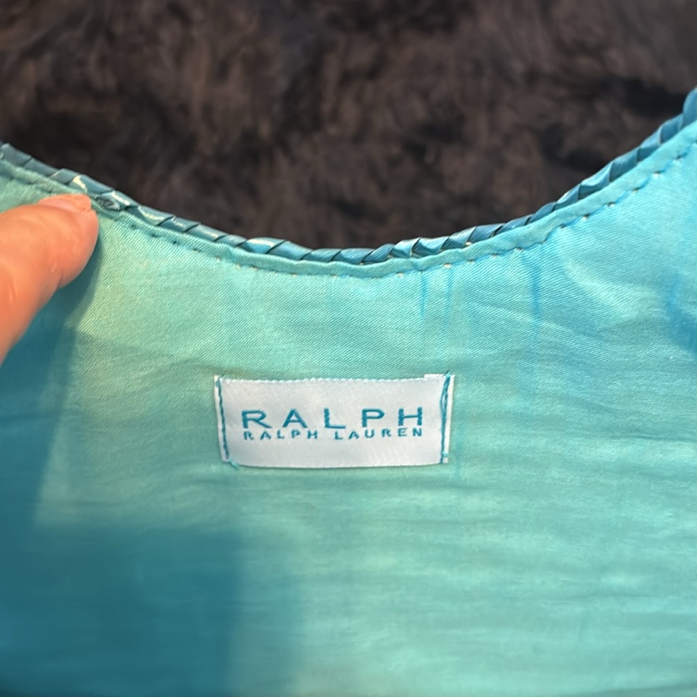 Ralph Lauren Striped Blue and Yellow Woven Tote Bag - Picture 2 of 4